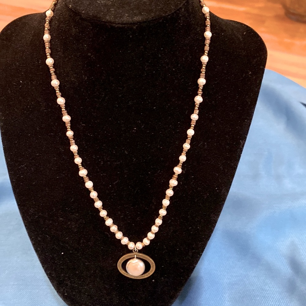 Silpada Freshwater Pearl and Brash Necklace